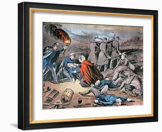 Clara Barton Tending Wounded During the American Civil War-American School-Framed Giclee Print