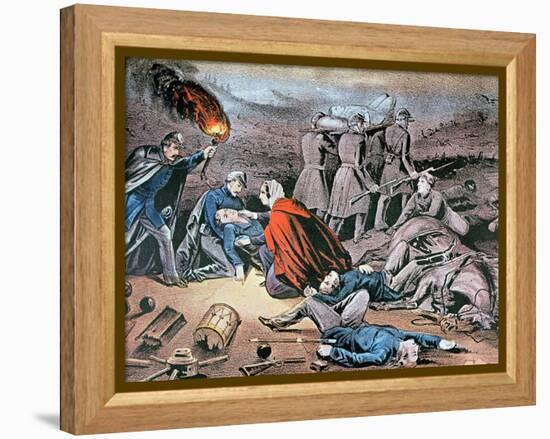 Clara Barton Tending Wounded During the American Civil War-American School-Framed Premier Image Canvas