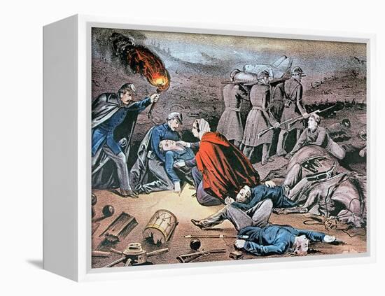 Clara Barton Tending Wounded During the American Civil War-American School-Framed Premier Image Canvas