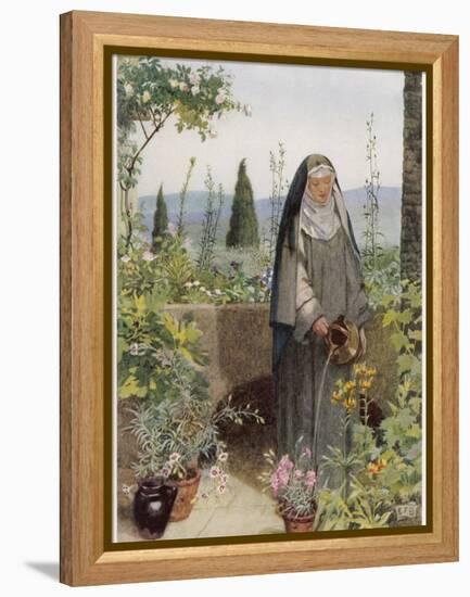 Clare of Assisi Tending to Plants-Eleanor Fortescue Brickdale-Framed Premier Image Canvas