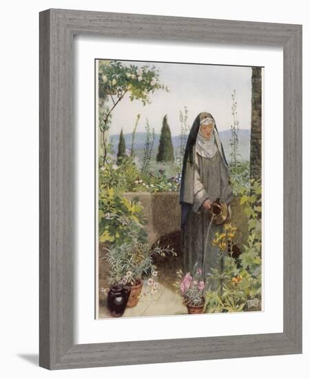 Clare of Assisi Tending to Plants-Eleanor Fortescue Brickdale-Framed Photographic Print