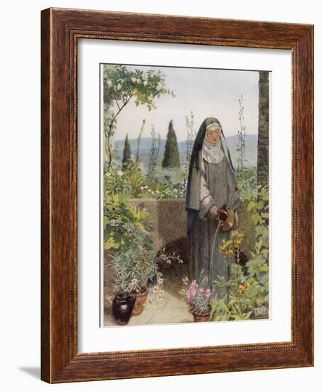 Clare of Assisi Tending to Plants-Eleanor Fortescue Brickdale-Framed Photographic Print