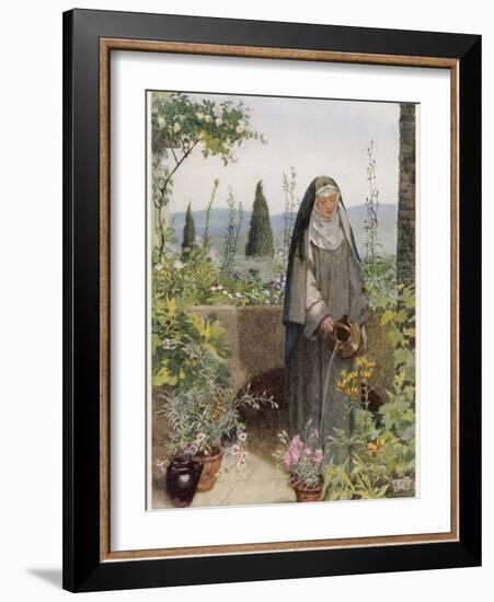 Clare of Assisi Tending to Plants-Eleanor Fortescue Brickdale-Framed Photographic Print