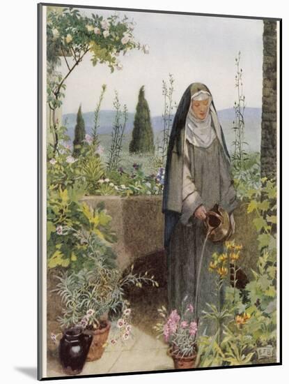 Clare of Assisi Tending to Plants-Eleanor Fortescue Brickdale-Mounted Photographic Print