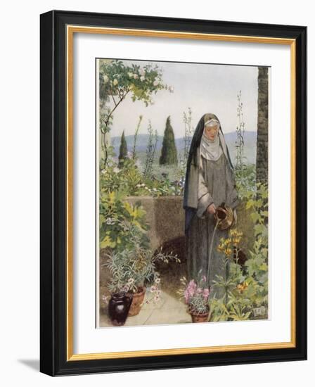 Clare of Assisi Tending to Plants-Eleanor Fortescue Brickdale-Framed Photographic Print