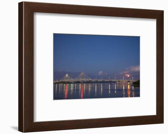 Clark Bridge and full moon, Mississippi River, Alton, Illinois-Richard & Susan Day-Framed Photographic Print