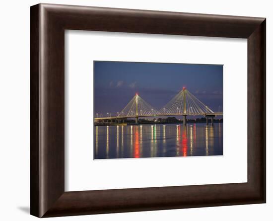 Clark Bridge at night over Mississippi River, Alton, Illinois-Richard & Susan Day-Framed Photographic Print