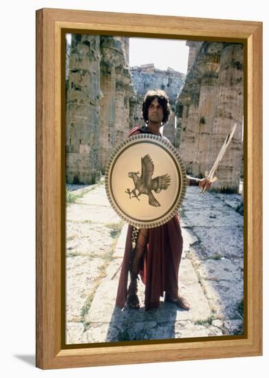 CLASH OF THE TITANS, 1981 directed by DESMOND DAVIS Harry Hamlin is Perseus (photo)-null-Framed Stretched Canvas