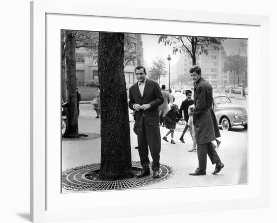 Classe tous risques by Claude Sautet with Lino Ventura and Jean-Paul Belmondo, 1960 (b/w photo)-null-Framed Photo