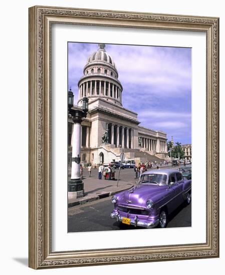 Classic 1950's Auto at Havana Capitol, Havana, Cuba-Bill Bachmann-Framed Photographic Print