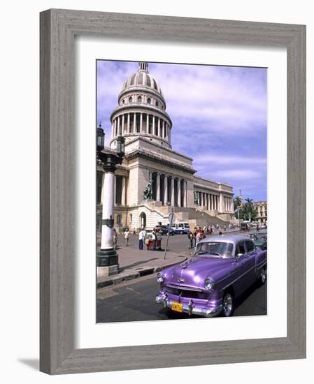 Classic 1950's Auto at Havana Capitol, Havana, Cuba-Bill Bachmann-Framed Photographic Print