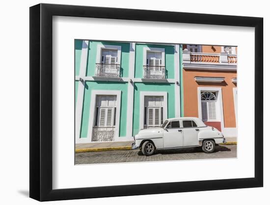Classic 1950s Plymouth taxi, locally known as almendrones in the town of Cienfuegos, Cuba, West Ind-Michael Nolan-Framed Photographic Print