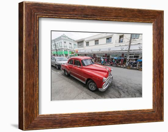 Classic 1950s Pontiac taxi, locally known as almendrones in the town of Cienfuegos, Cuba, West Indi-Michael Nolan-Framed Photographic Print