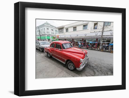 Classic 1950s Pontiac taxi, locally known as almendrones in the town of Cienfuegos, Cuba, West Indi-Michael Nolan-Framed Photographic Print