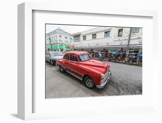 Classic 1950s Pontiac taxi, locally known as almendrones in the town of Cienfuegos, Cuba, West Indi-Michael Nolan-Framed Photographic Print