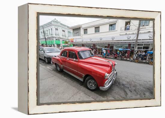 Classic 1950s Pontiac taxi, locally known as almendrones in the town of Cienfuegos, Cuba, West Indi-Michael Nolan-Framed Premier Image Canvas