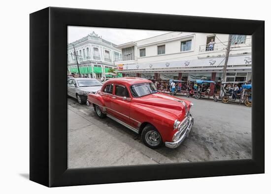 Classic 1950s Pontiac taxi, locally known as almendrones in the town of Cienfuegos, Cuba, West Indi-Michael Nolan-Framed Premier Image Canvas