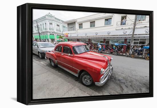 Classic 1950s Pontiac taxi, locally known as almendrones in the town of Cienfuegos, Cuba, West Indi-Michael Nolan-Framed Premier Image Canvas