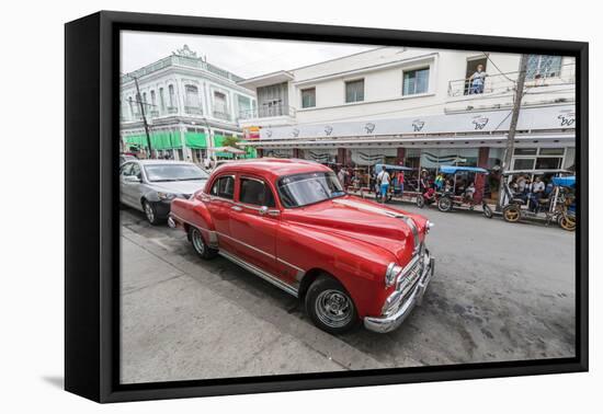 Classic 1950s Pontiac taxi, locally known as almendrones in the town of Cienfuegos, Cuba, West Indi-Michael Nolan-Framed Premier Image Canvas