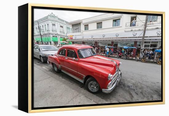 Classic 1950s Pontiac taxi, locally known as almendrones in the town of Cienfuegos, Cuba, West Indi-Michael Nolan-Framed Premier Image Canvas