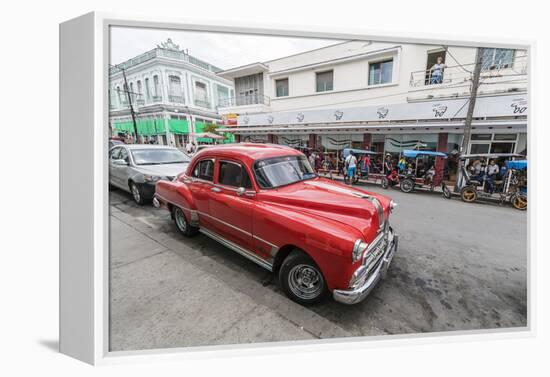 Classic 1950s Pontiac taxi, locally known as almendrones in the town of Cienfuegos, Cuba, West Indi-Michael Nolan-Framed Premier Image Canvas