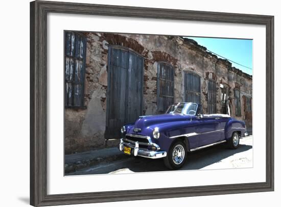 Classic 1953 Chevy Against Worn Stone Wall, Cojimar, Havana, Cuba-Bill Bachmann-Framed Photographic Print