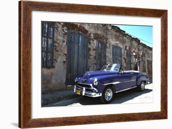 Classic 1953 Chevy Against Worn Stone Wall, Cojimar, Havana, Cuba-Bill Bachmann-Framed Photographic Print