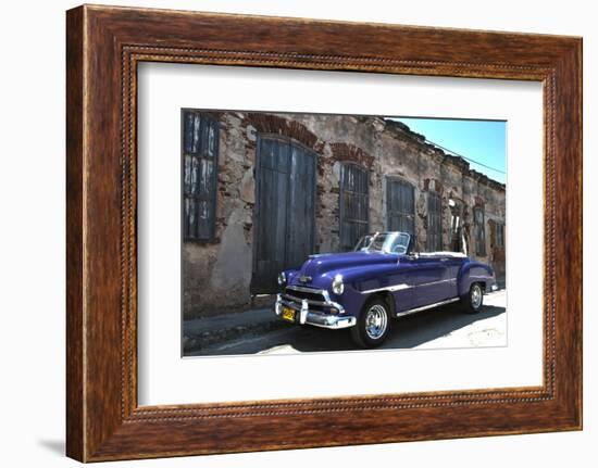 Classic 1953 Chevy Against Worn Stone Wall, Cojimar, Havana, Cuba-Bill Bachmann-Framed Photographic Print