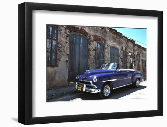 Classic 1953 Chevy Against Worn Stone Wall, Cojimar, Havana, Cuba-Bill Bachmann-Framed Photographic Print