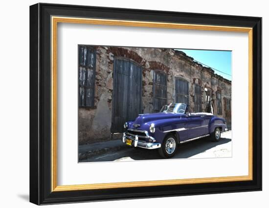 Classic 1953 Chevy Against Worn Stone Wall, Cojimar, Havana, Cuba-Bill Bachmann-Framed Photographic Print