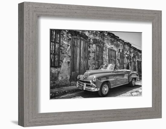 Classic 1953 Chevy Against Worn Stone Wall, Cojimar, Havana, Cuba-Bill Bachmann-Framed Photographic Print