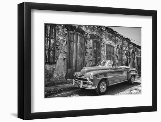 Classic 1953 Chevy Against Worn Stone Wall, Cojimar, Havana, Cuba-Bill Bachmann-Framed Photographic Print