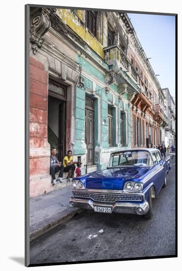 Classic 50s America Car in the Streets of Centro Habana, Havana, Cuba-Jon Arnold-Mounted Photographic Print