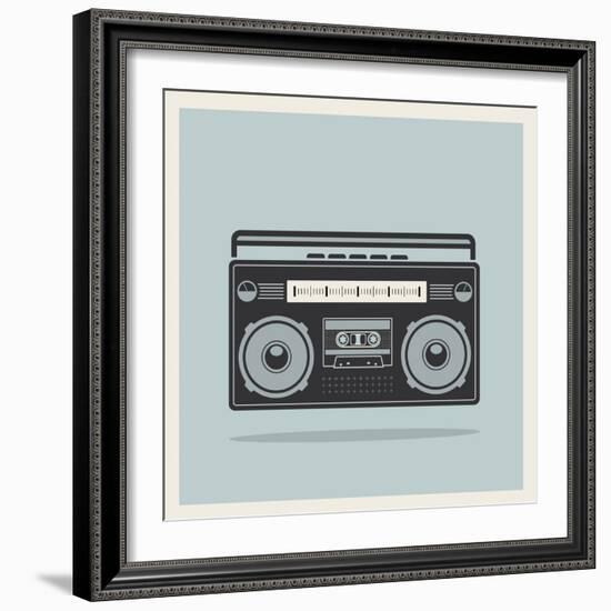 Classic 80S Boombox on Retro Background Detailed Vector Icon-Viktorus-Framed Art Print