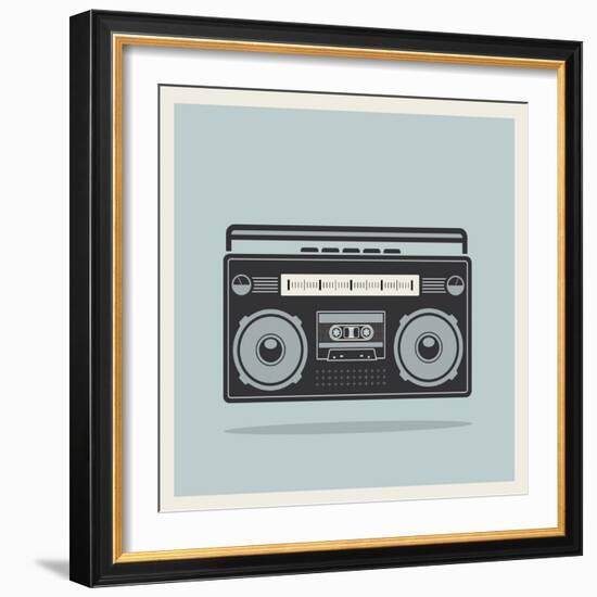 Classic 80S Boombox on Retro Background Detailed Vector Icon-Viktorus-Framed Art Print