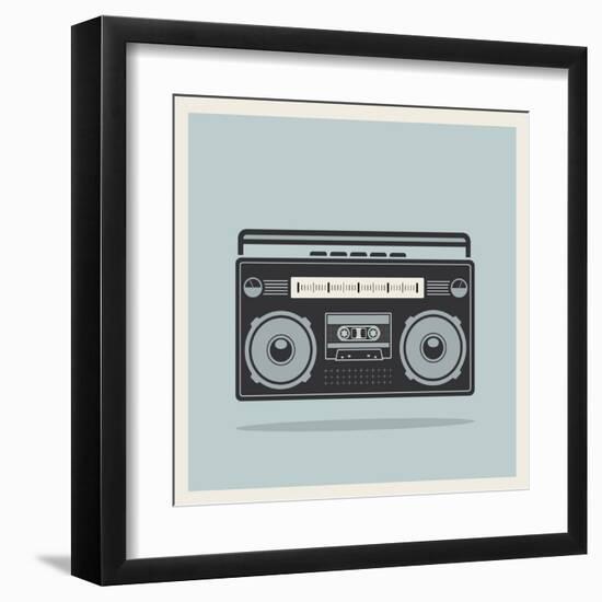 Classic 80S Boombox on Retro Background Detailed Vector Icon-Viktorus-Framed Art Print