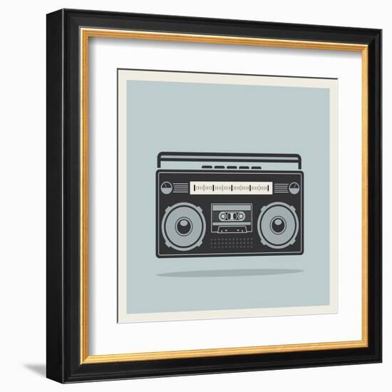 Classic 80S Boombox on Retro Background Detailed Vector Icon-Viktorus-Framed Art Print