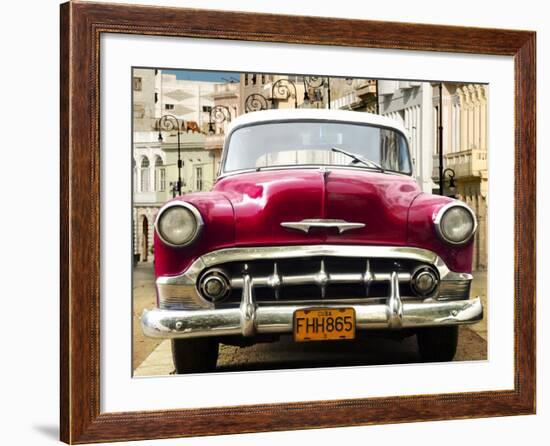 Classic American car in Habana, Cuba-Gasoline Images-Framed Art Print