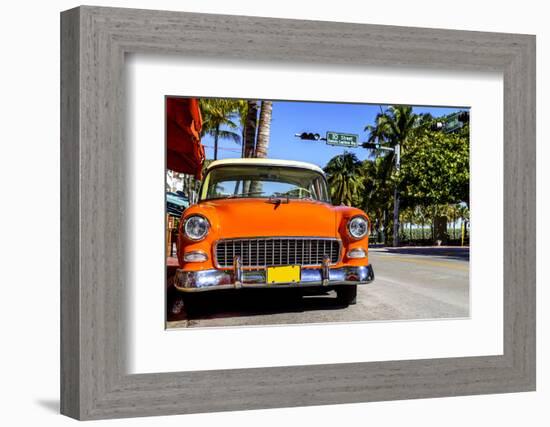 Classic American Car on South Beach, Miami.-vent du sud-Framed Photographic Print