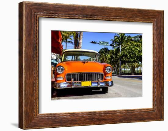 Classic American Car on South Beach, Miami.-vent du sud-Framed Photographic Print