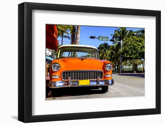 Classic American Car on South Beach, Miami.-vent du sud-Framed Photographic Print