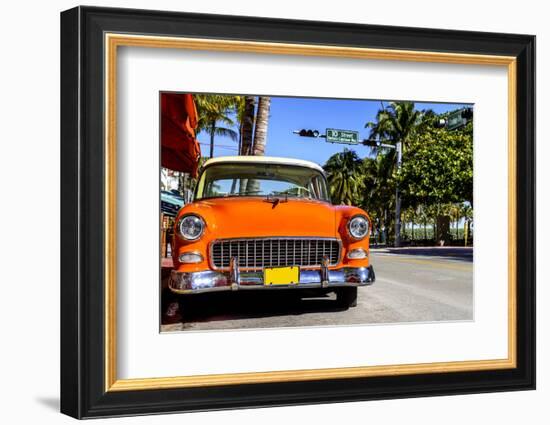 Classic American Car on South Beach, Miami.-vent du sud-Framed Photographic Print