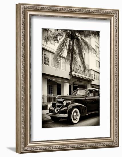 Classic Antique Car of Art Deco District - Park Central Hotel on Ocean Drive - Miami Beach-Philippe Hugonnard-Framed Photographic Print