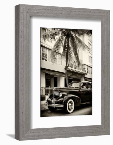 Classic Antique Car of Art Deco District - Park Central Hotel on Ocean Drive - Miami Beach-Philippe Hugonnard-Framed Photographic Print