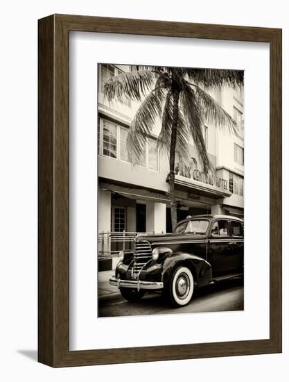 Classic Antique Car of Art Deco District - Park Central Hotel on Ocean Drive - Miami Beach-Philippe Hugonnard-Framed Photographic Print