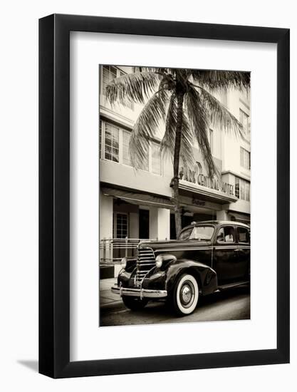 Classic Antique Car of Art Deco District - Park Central Hotel on Ocean Drive - Miami Beach-Philippe Hugonnard-Framed Photographic Print