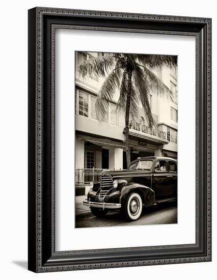 Classic Antique Car of Art Deco District - Park Central Hotel on Ocean Drive - Miami Beach-Philippe Hugonnard-Framed Photographic Print