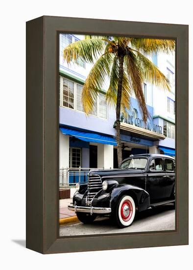 Classic Antique Car of Art Deco District - Park Central Hotel on Ocean Drive - Miami Beach-Philippe Hugonnard-Framed Premier Image Canvas
