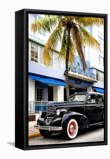 Classic Antique Car of Art Deco District - Park Central Hotel on Ocean Drive - Miami Beach-Philippe Hugonnard-Framed Premier Image Canvas