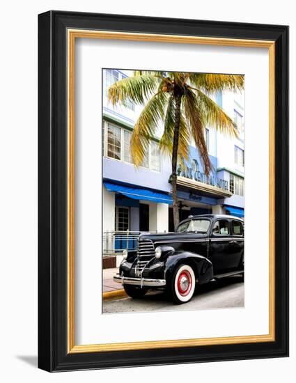 Classic Antique Car of Art Deco District - Park Central Hotel on Ocean Drive - Miami Beach-Philippe Hugonnard-Framed Photographic Print